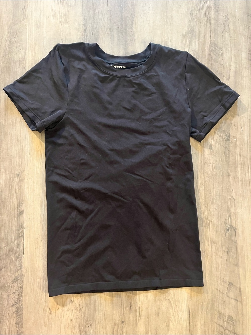 JOYSPUN Scoop Neck Fitted Contour Tee Shirt Medium Black